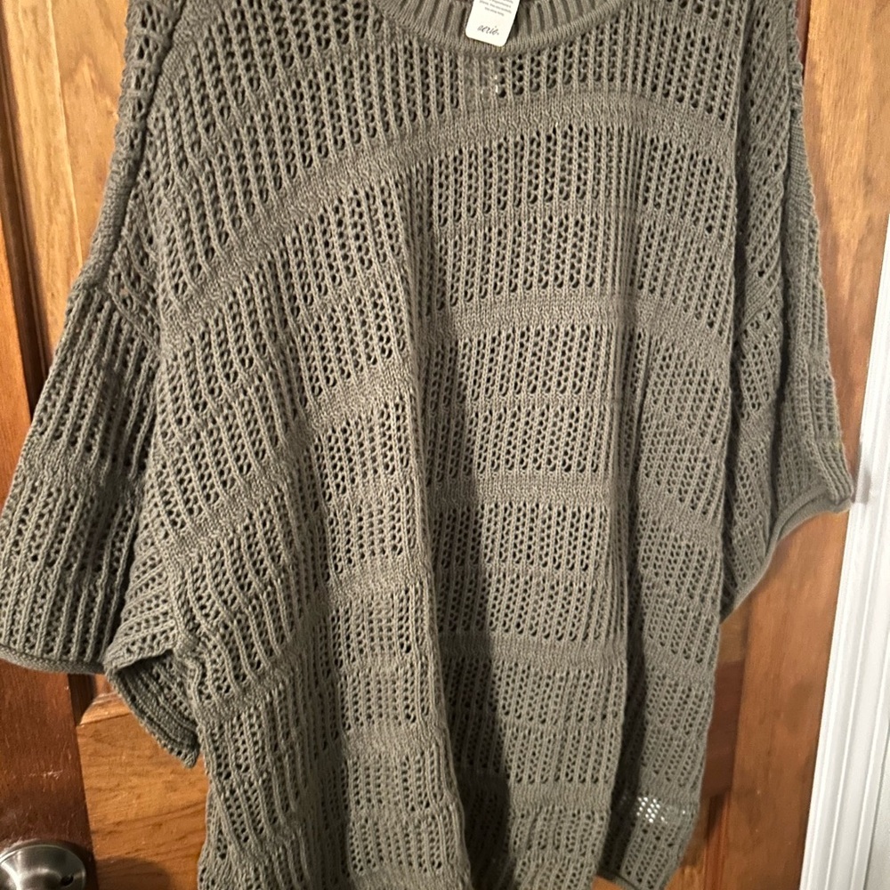 Aerie Oversized Crochet Short Sleeve Sweater